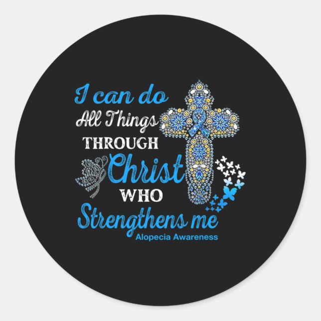 Alopecia Awareness Alopecia Warrior Christ  Classic Round Sticker (Front)