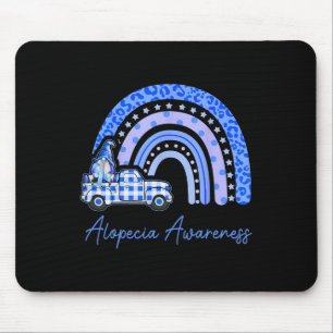 Alopecia Awareness Blue Gnomes Truck Rainbow  Mouse Pad