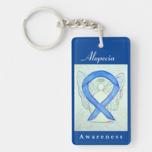 Alopecia Awareness Blue Ribbon Angel Key Chain