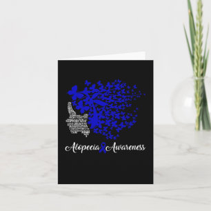 Alopecia Awareness Blue Ribbon Hair Loss Butterfly Card