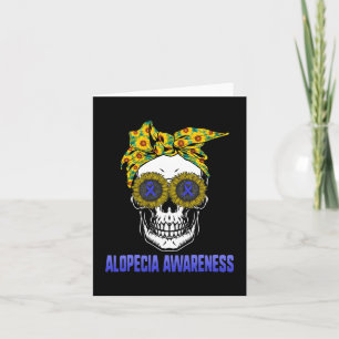 Alopecia Awareness Blue Ribbon Hair Loss Skull Sun Card