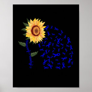 Alopecia Awareness Dark Blue Ribbon Hair Loss Sunf Poster