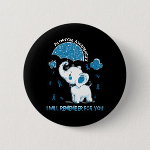 Alopecia Awareness Elephant  6 Cm Round Badge