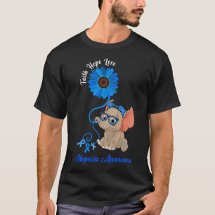 Alopecia Awareness Elephant Faith Hope Love Sunflo T-Shirt