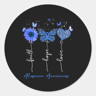 Alopecia Awareness Faith Hope Love Leopard Sunflow Classic Round Sticker