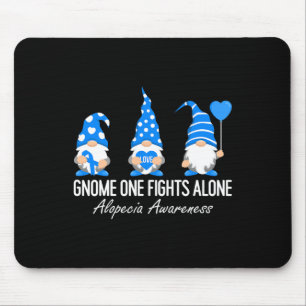 Alopecia Awareness Gnomes I Wear Blue Ribbon Suppo Mouse Pad