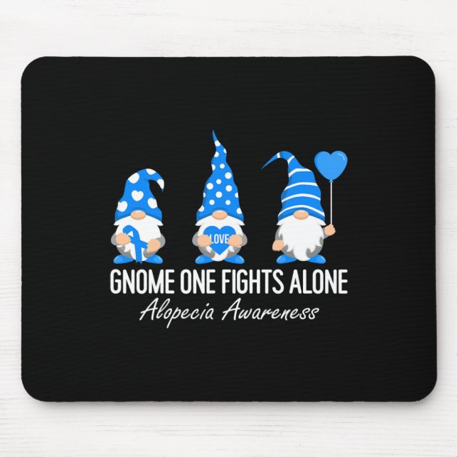 Alopecia Awareness Gnomes I Wear Blue Ribbon Suppo Mouse Pad (Front)