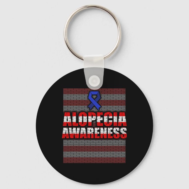 Alopecia Awareness Hair Loss Warrior Patient Care  Key Ring (Front)