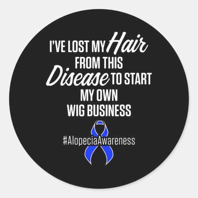 Alopecia Awareness Hair Loss Warrior Wig Survivor  Classic Round Sticker (Front)