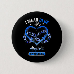 Alopecia Awareness I Wear Blue Butterfly Heart 6 Cm Round Badge