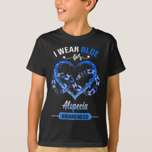 Alopecia Awareness I Wear Blue Butterfly Heart T-Shirt