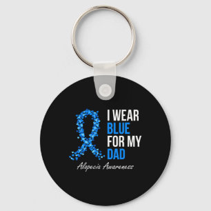 Alopecia Awareness I Wear Blue For My Dad Blue Rib Key Ring