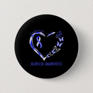 Alopecia Awareness I'm Survivor Heart Ribbon  6 Cm Round Badge