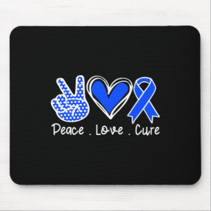Alopecia Awareness Month Blue Ribbon Peace Love Cu Mouse Pad