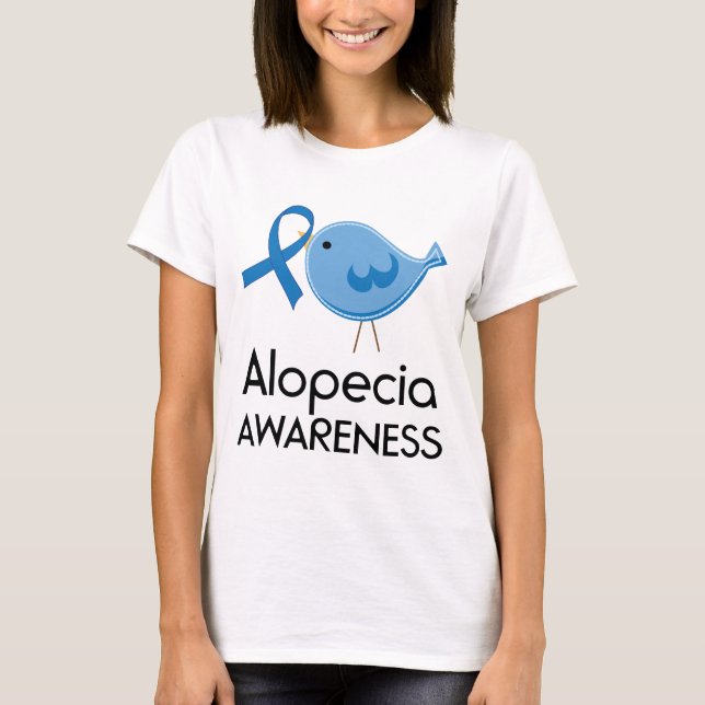 Alopecia Awareness Ribbon blue bird T-Shirt (Front)