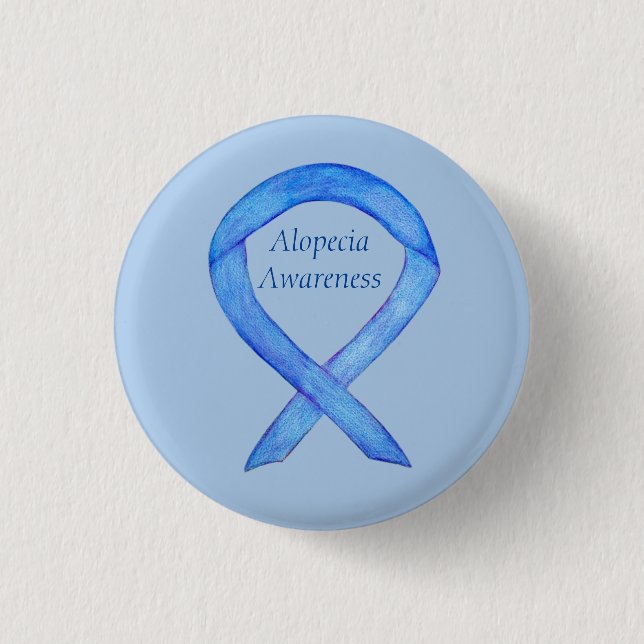 Alopecia Awareness Ribbon Custom Art Pin (Front)