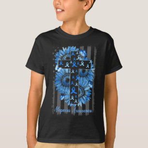 Alopecia Awareness Sunflower American Flag T-Shirt