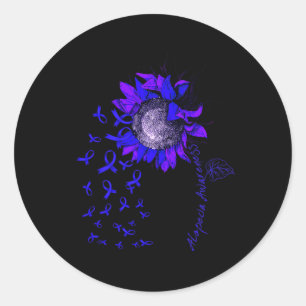ALOPECIA Awareness Sunflower Blue Ribbon  Classic Round Sticker