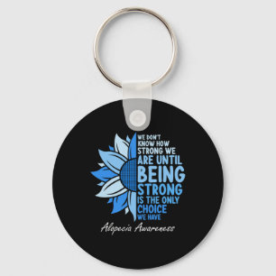 Alopecia Awareness Sunflower I Wear Blue Ribbon Su Key Ring