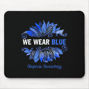Alopecia Awareness We Wear Blue Sunflower  Mouse Pad
