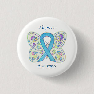 Alopecia Butterfly Awareness Ribbon Custom Art Pin