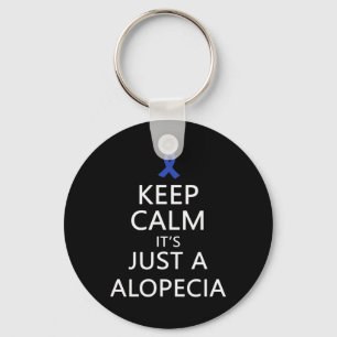Alopecia Keep Calm It's Just A Alopecia Blue Ribbo Key Ring