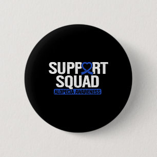 Alopecia Support Squad Hairloss Baldness Blue Ribb 6 Cm Round Badge