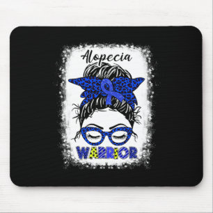 Alopecia Warrior Messy Bun Blue Ribbon Alopecia Aw Mouse Pad