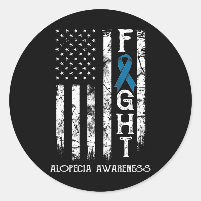 Alopecia Warrior US Flag  Classic Round Sticker (Front)