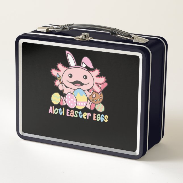 Alotl Easter Eggs Axolotl Easter With Pun Metal Lunch Box (Front)