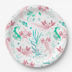 Alotta Pink Axolotls on White Paper Plate