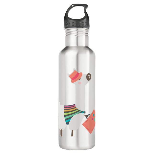 Alpaca and Suitcase 710 Ml Water Bottle (Front)