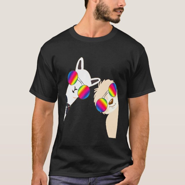 Alpaca Animal Friend Bff Rainbow Glasses Llama Slo T-Shirt (Front)