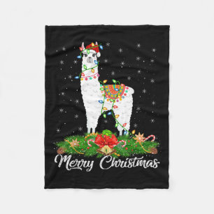 Alpaca Animal Lover Matching Santa Hat Alpaca Chri Fleece Blanket