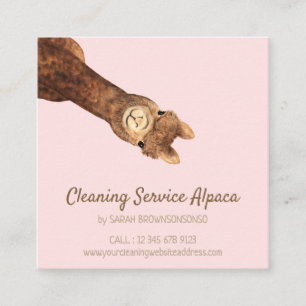Alpaca baby pink square business card