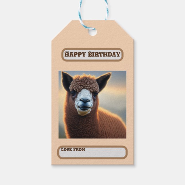 Alpaca, Birthday Gift Tags (Front)