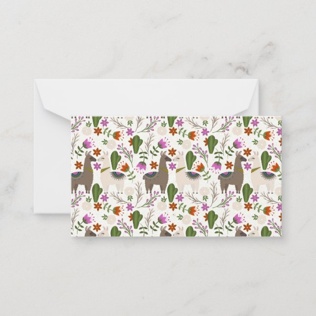 Alpaca Cactus Floral Pattern Animal Lover Card (Front)
