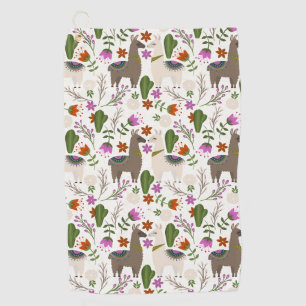 Alpaca Cactus Floral Pattern Animal Lover Golf Towel