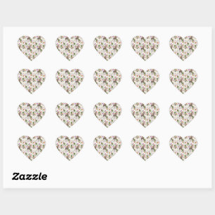 Alpaca Cactus Floral Pattern Animal Lover Heart Sticker