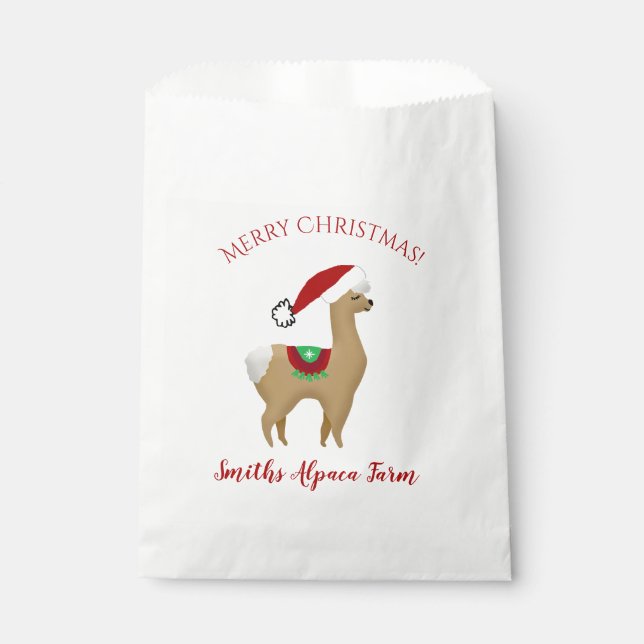 Alpaca Christmas Holiday Party Treat Favour Bag (Front)