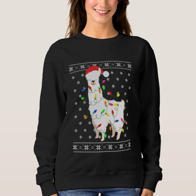 Alpaca Christmas Tree Funny Ugly Christmas Sweater (Front)