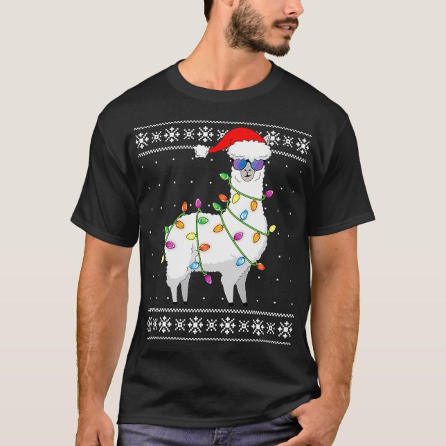 Alpaca Christmas Tree Shirt Funny Ugly Christmas (Front)