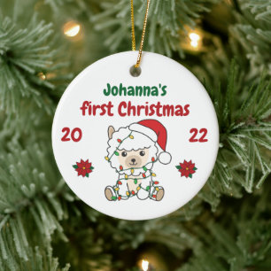 Alpaca Christmas Winter Babys first Christmas Ceramic Tree Decoration