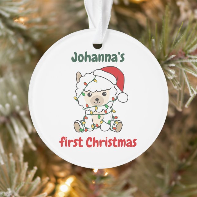 Alpaca Christmas Winter Babys first Christmas Ornament (Tree)