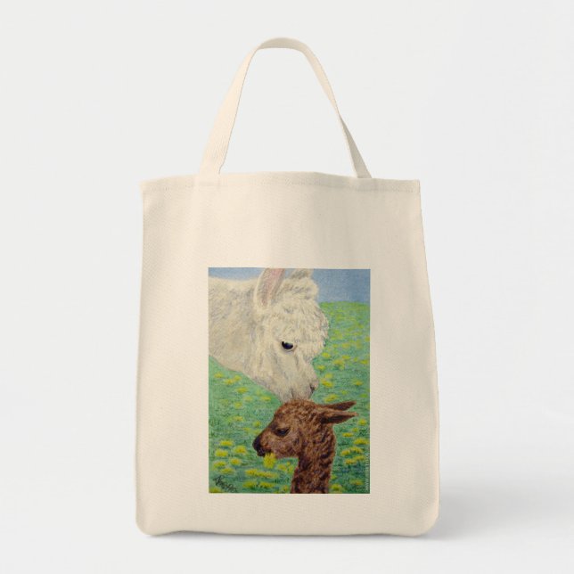 Alpaca & Cria Tote Bag - "Alpaca Kiss" (Front)