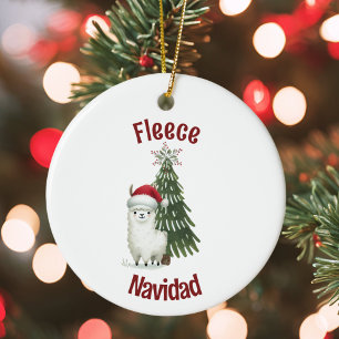 Alpaca Fleece Navidad Ceramic Tree Decoration