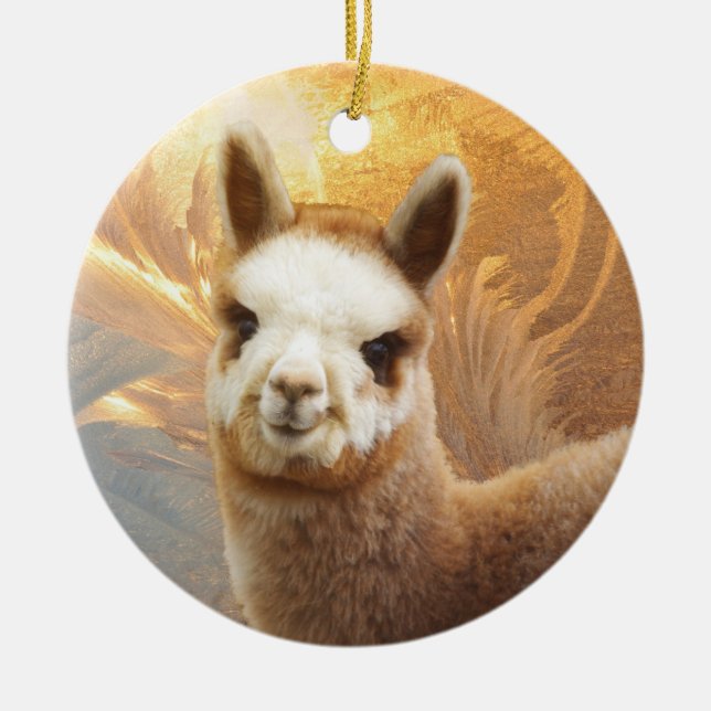 Alpaca Gold Chirstmas Ornament (Front)