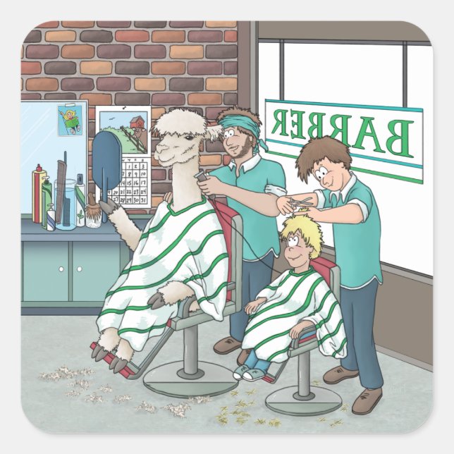 Alpaca haircut  square sticker (Front)