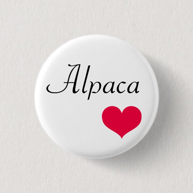 Alpaca heart 3 cm round badge (Front)