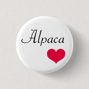 Alpaca heart 3 cm round badge